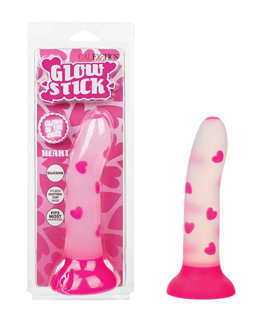 Glow Stick Heart Suction Cup Glow-in-the-Dark Dildo - Pink - SEX LOVE DOLLS